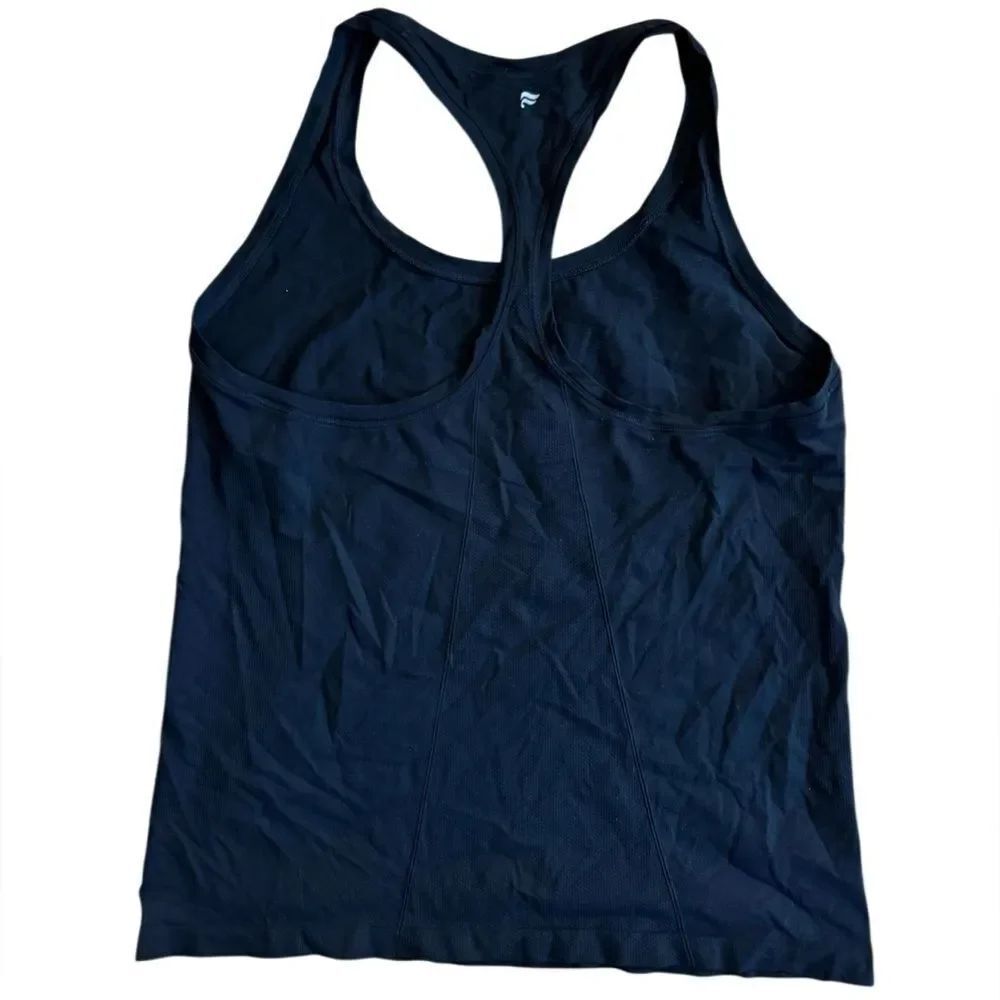 Fabletics Women's Black Feather Tech Racerback Tank Top in Black Size Large